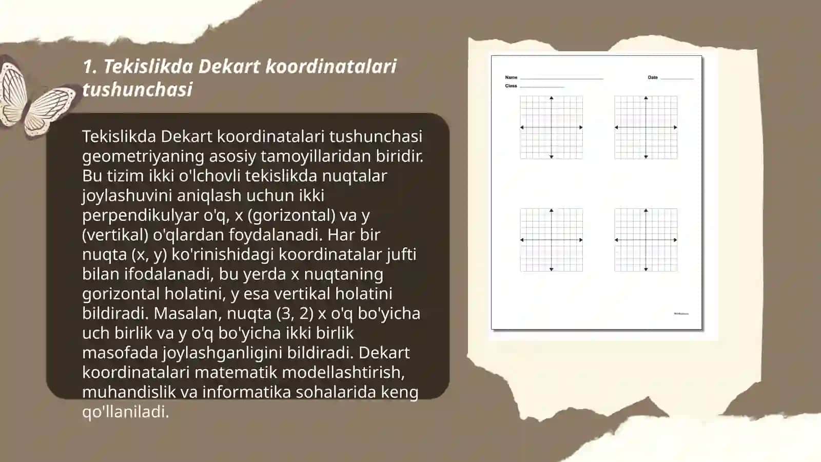 Tekislikda Dekart koordinatalari tushunchasi 3