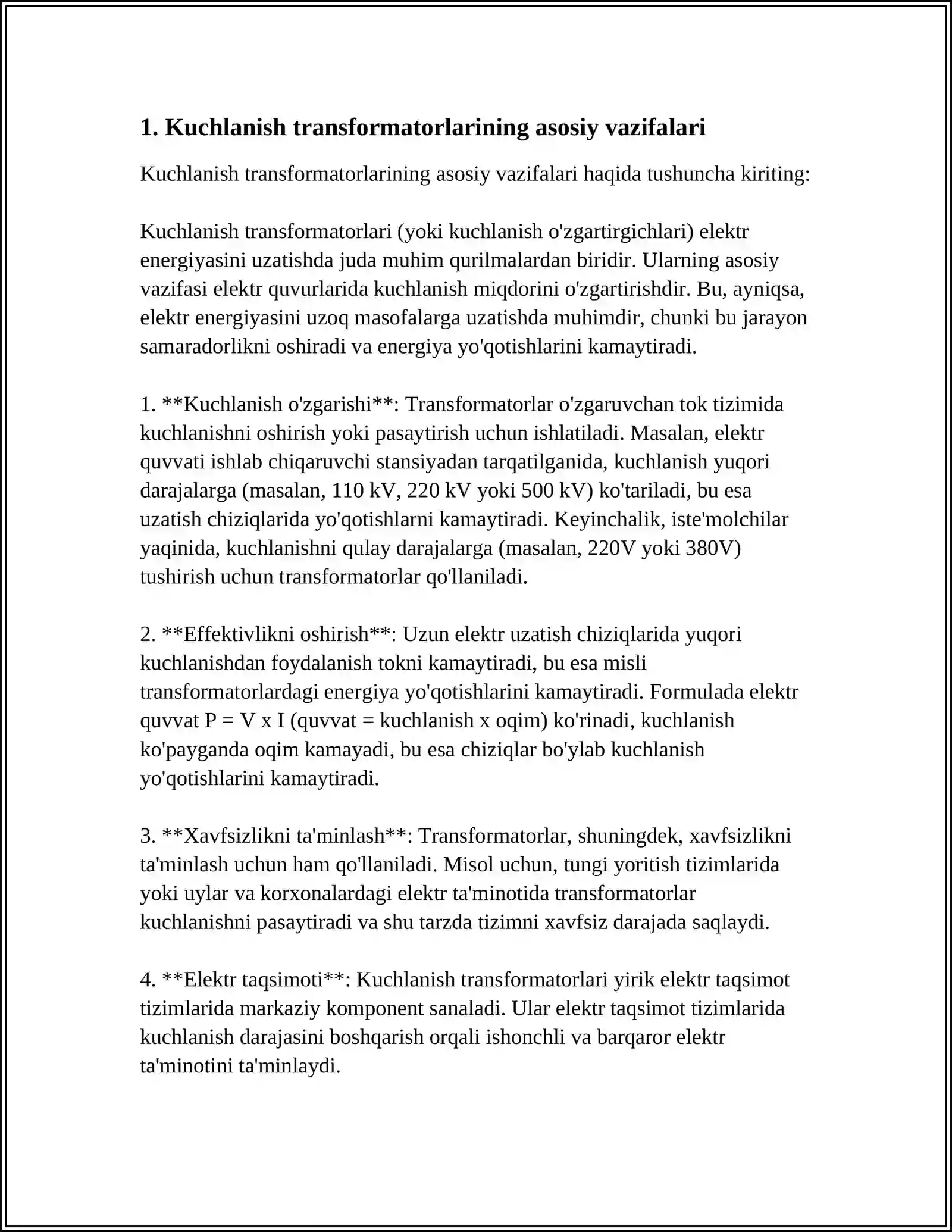 KUCHLANISH TRANSFORMATORLARI 3