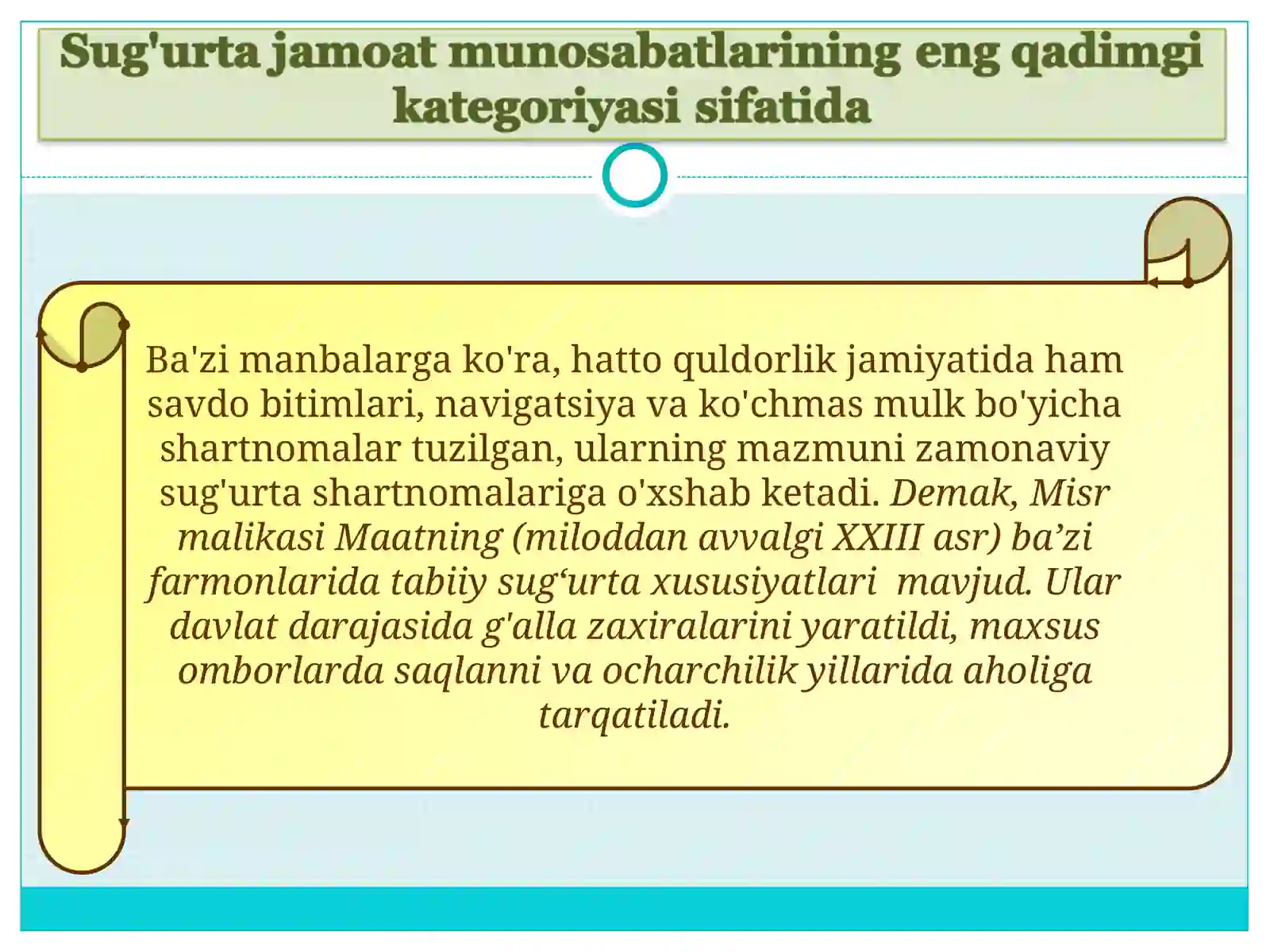 Sug'urta xususiyatlari 3
