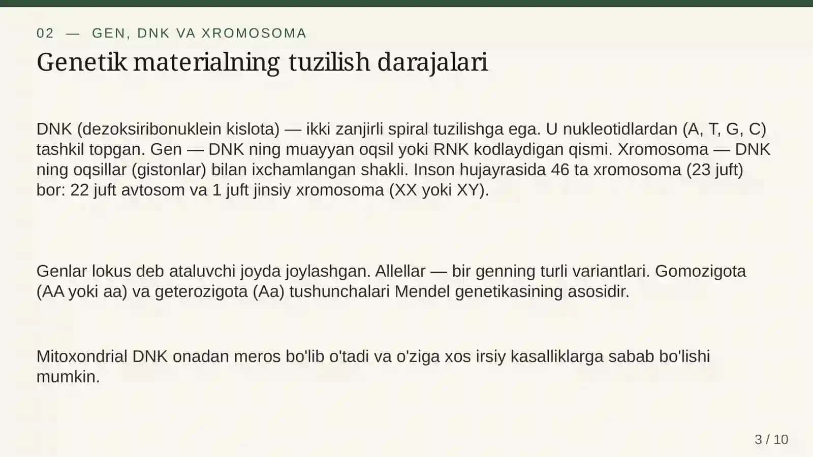 Inson genetikasi va irsiyat 3