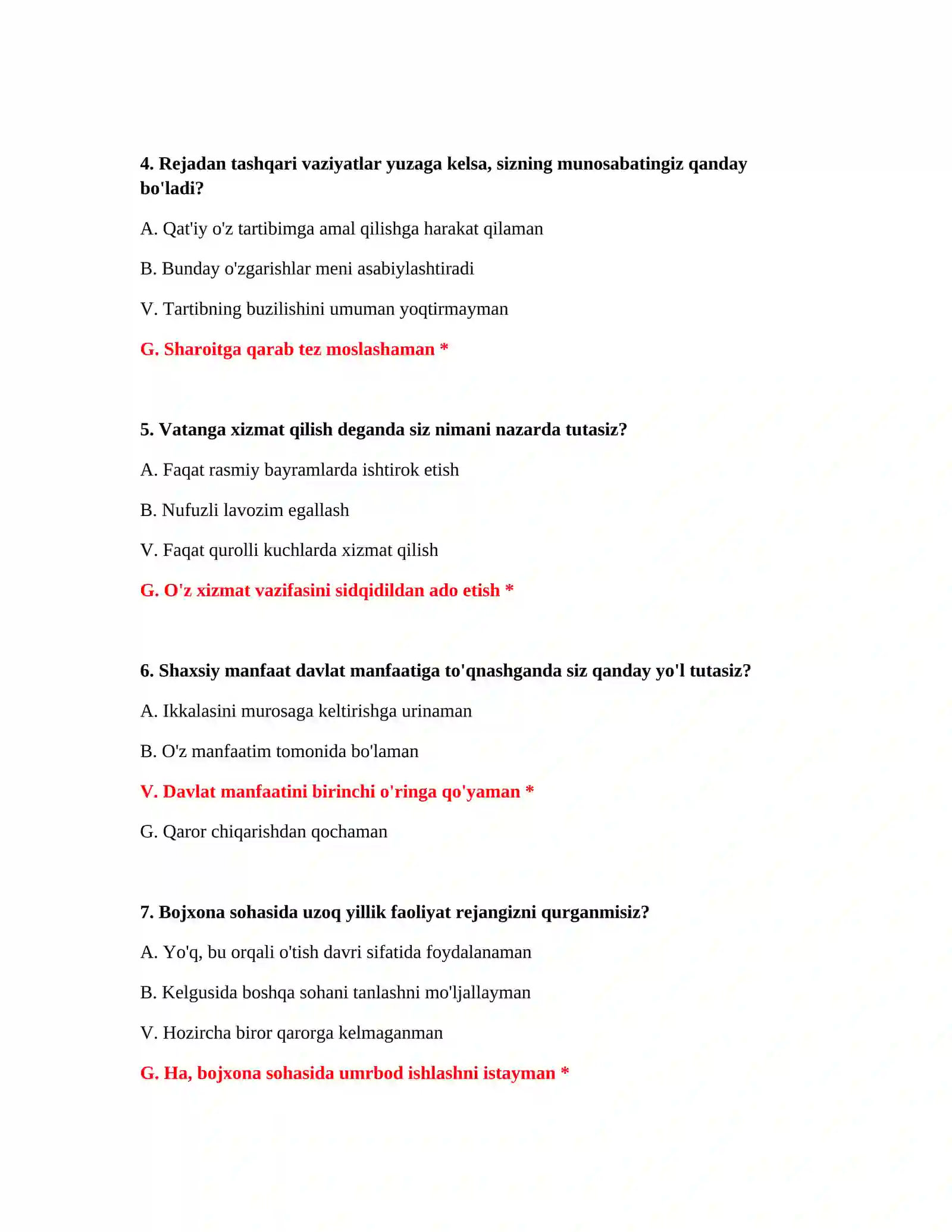 Bojxona ishga kirish test savol javob 3