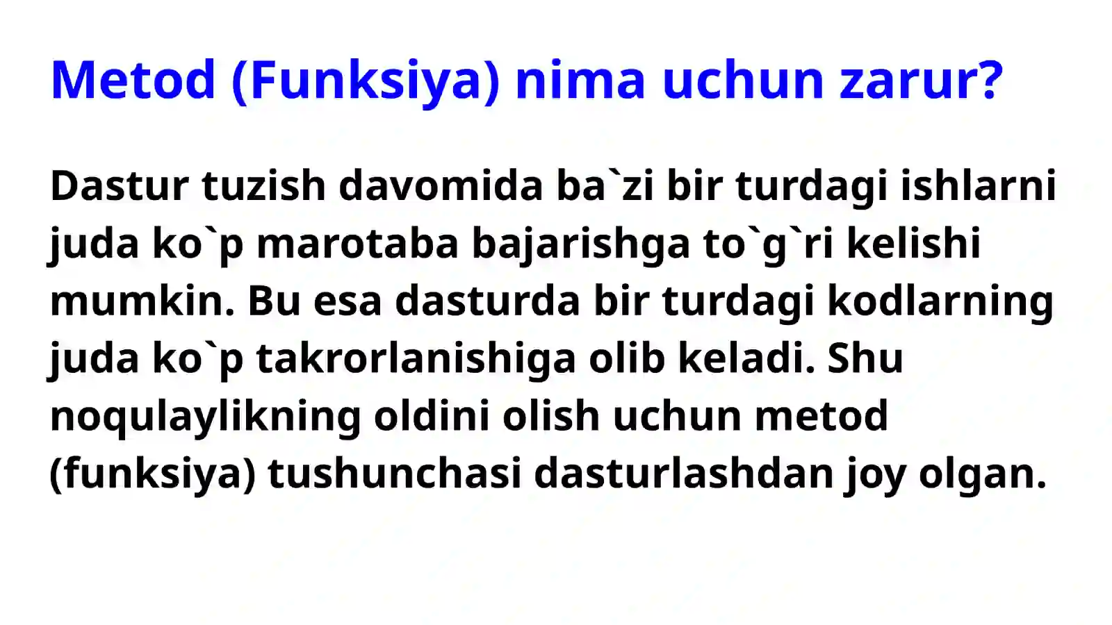 Metodlar(Funksiyalar) 3