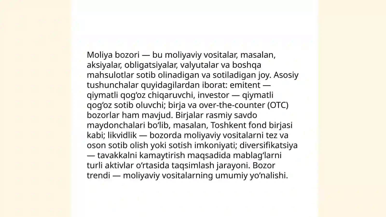 Moliya bozorining iqtisodiyotdagi ahamiyati va o'rni 3