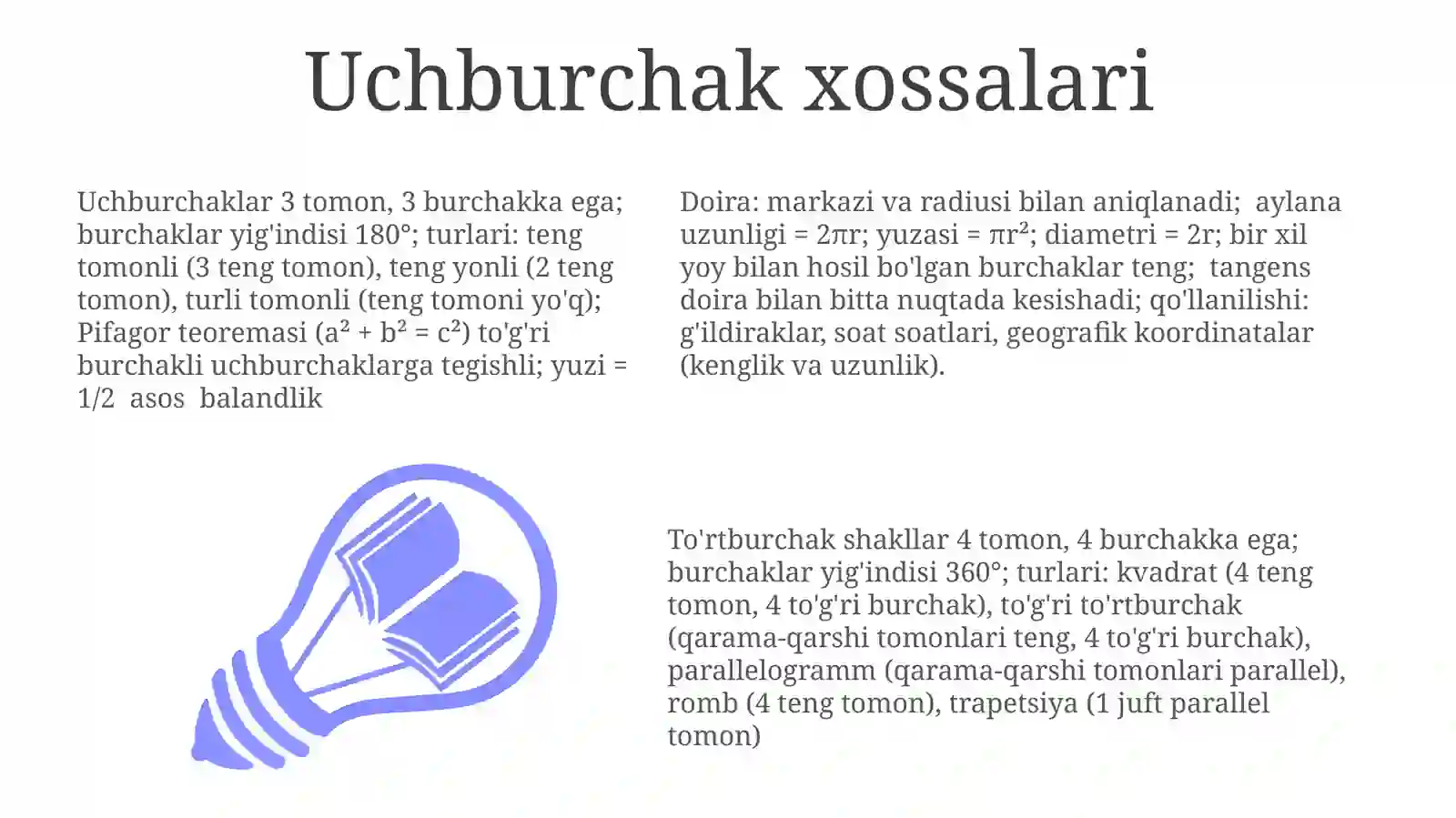 Uchburchak xossalari 3
