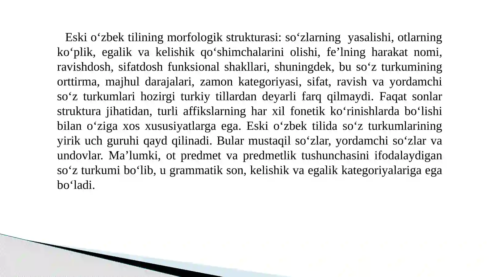 Eski o‘zbek tilida ot so‘z turkumi 3