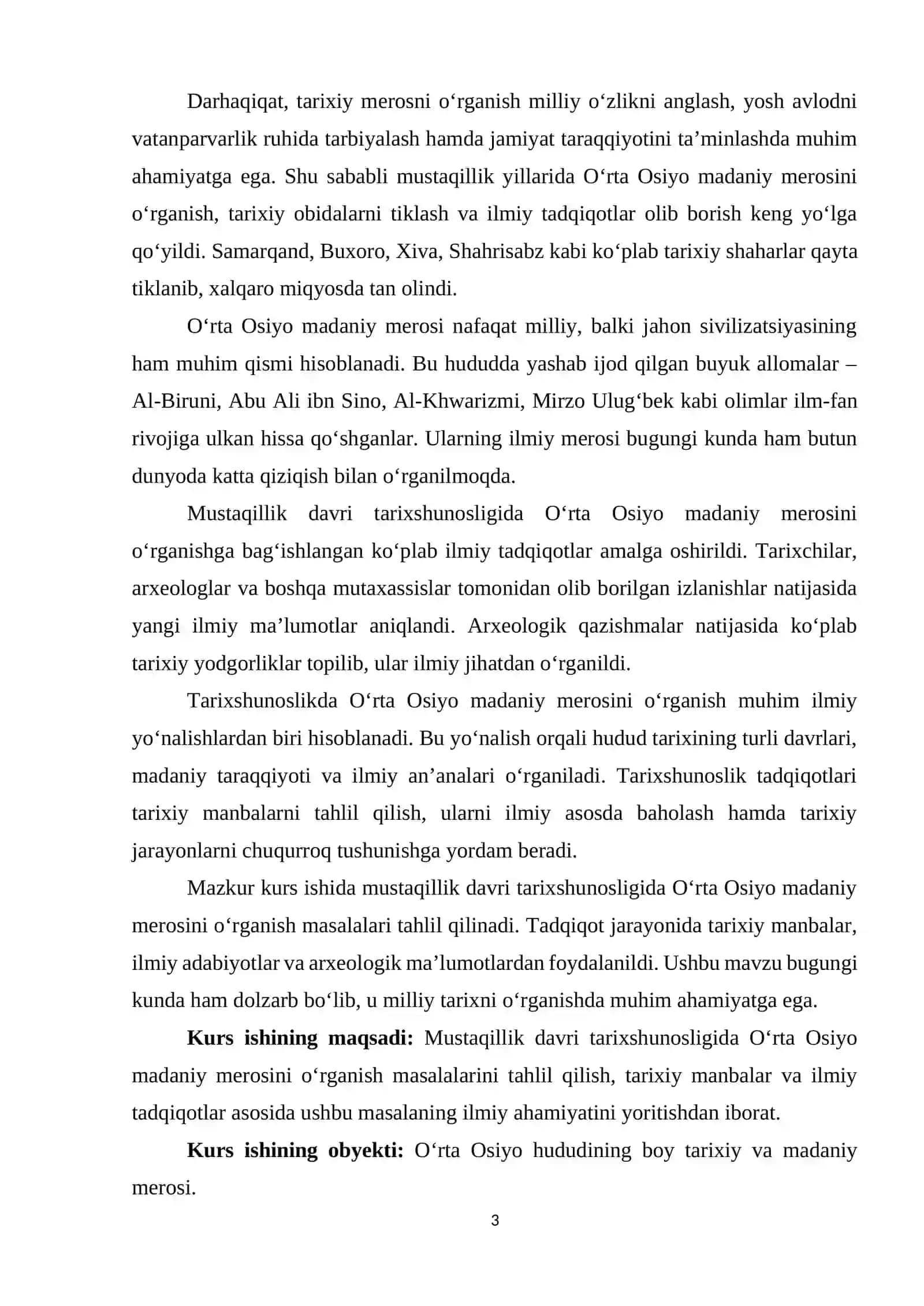 Mustaqillik davri tarixshunosligida O‘rta Osiyo madaniy merosi masalalari 3