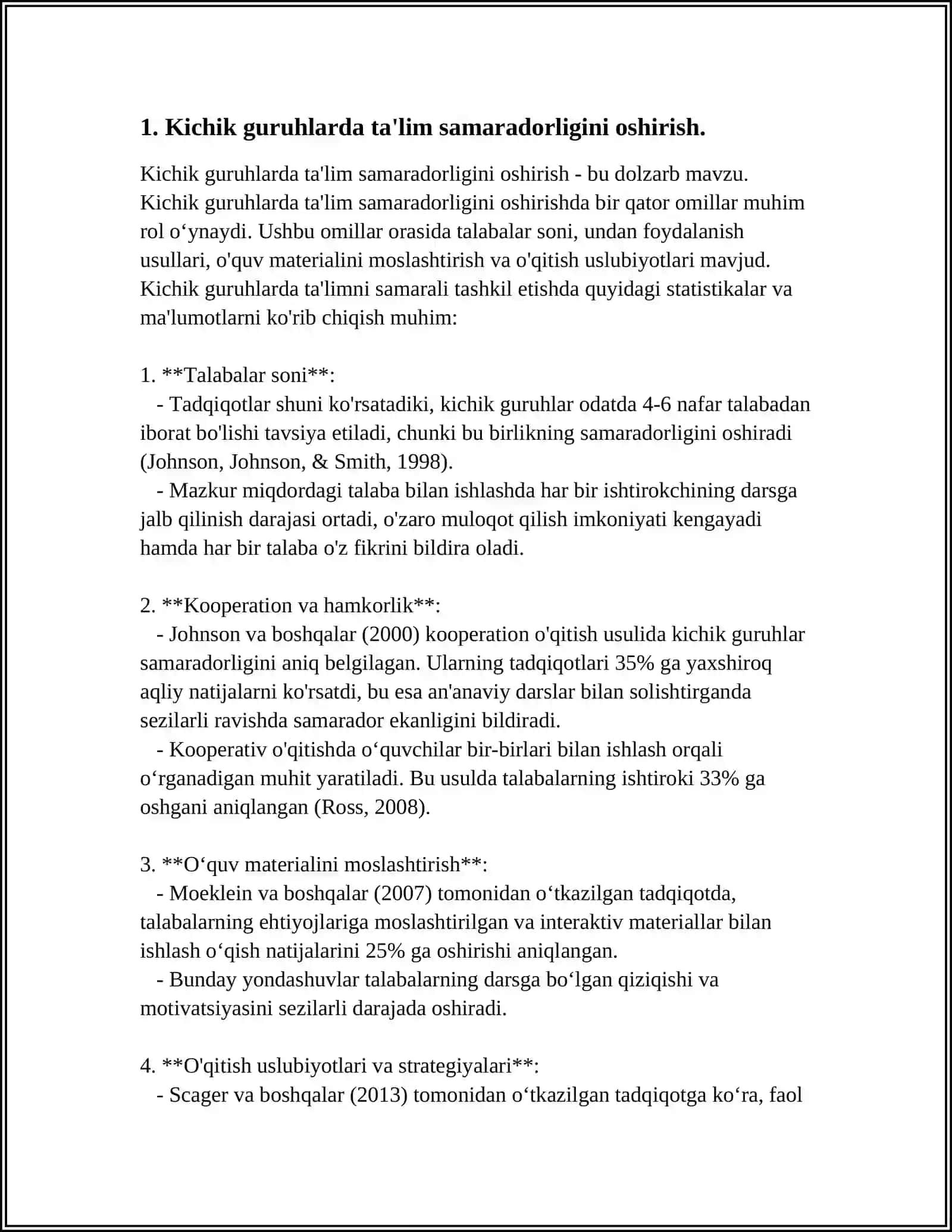 GOSPITAL PEDAGOGIKANI KICHIK GURUHLARDA YOKI INDIVIDUAL TASHKIL ETISHNING XUSUSIYATLARI VA TA'LIM TEXNOLOGIYALARINI QOʻLLASH USULLARI 3