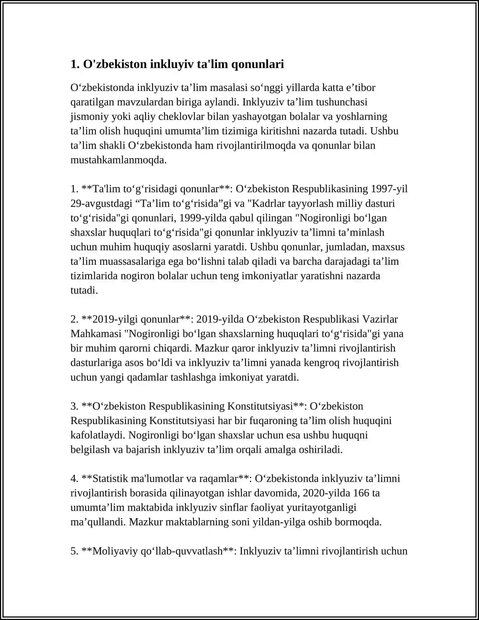 O'zbekiston va Rossiya, Germaniya, Yaponiya, Hindiston, Xitoyda Inkluyziv Ta'lim Sohasidagi Qonunlar 3