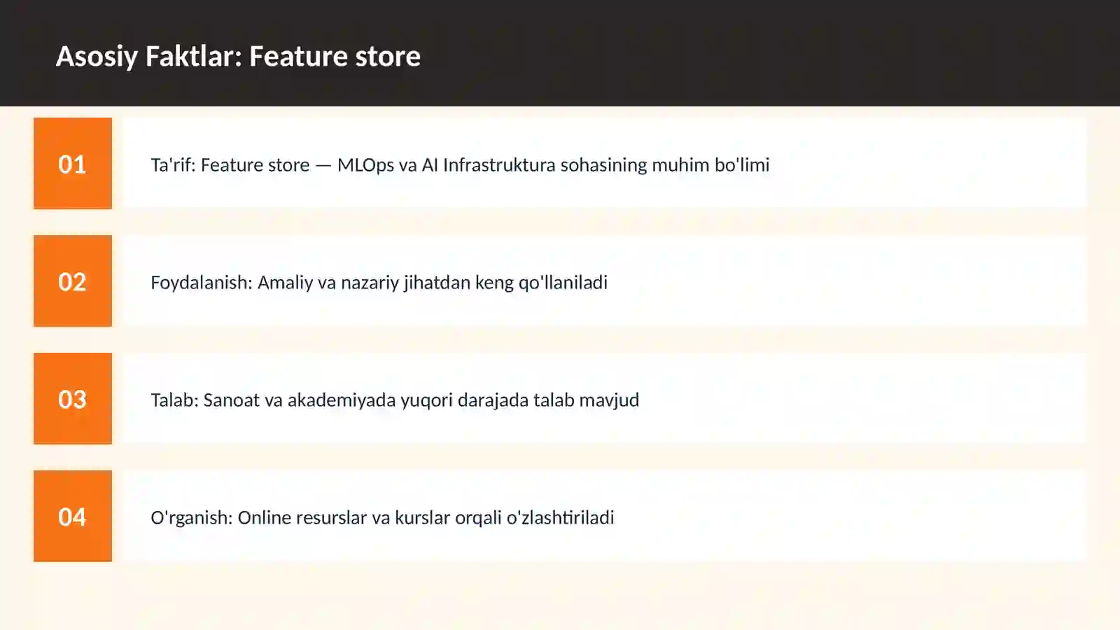 Feature store 3