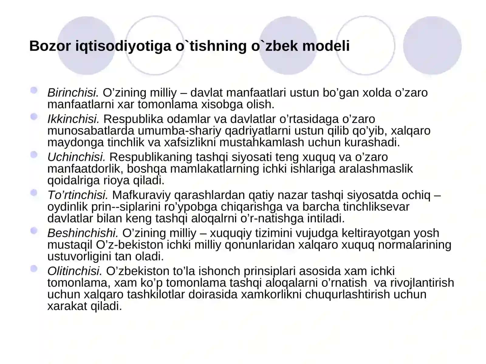 O’zbekistonning o’z istiqlol va taraqqiyot yo’li taraqqiyot 3