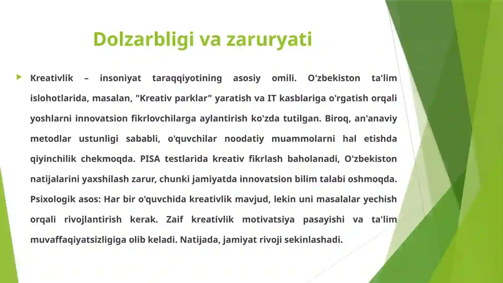 Maktabo'quvchilarining kreativligini masalalaryni echish va qo'lga kiritish 3