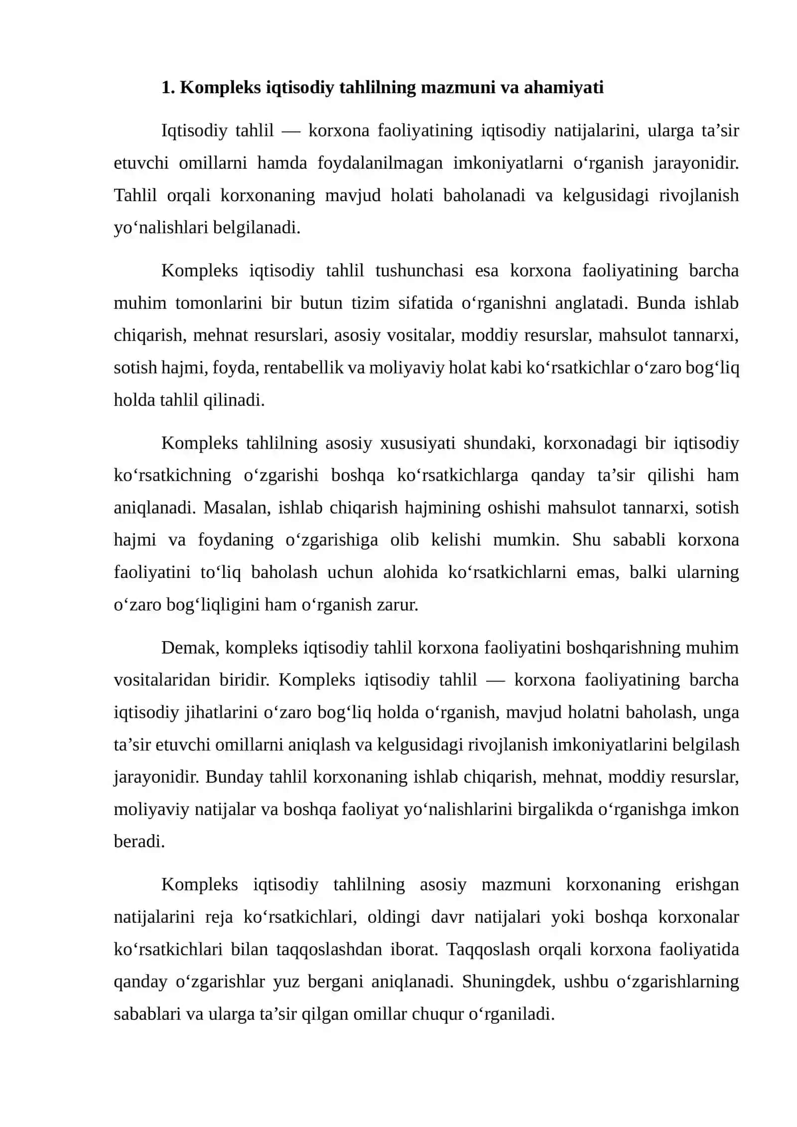 KOMPLEKS IQTISODIY TAHLIL O‘TKAZISHNING KETMA-KETLIGI VA VAZIFALARINI TAHLIL QILISH 3