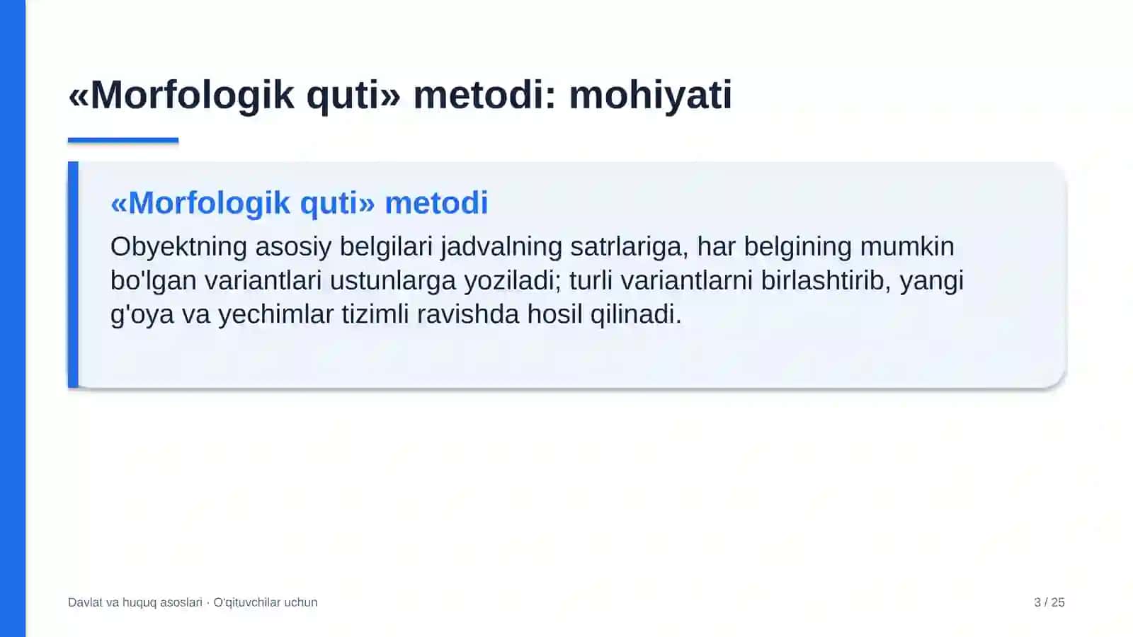 davlat va huquq asoslari darslarida morfologik quti metodidan foydalanish 8664 3
