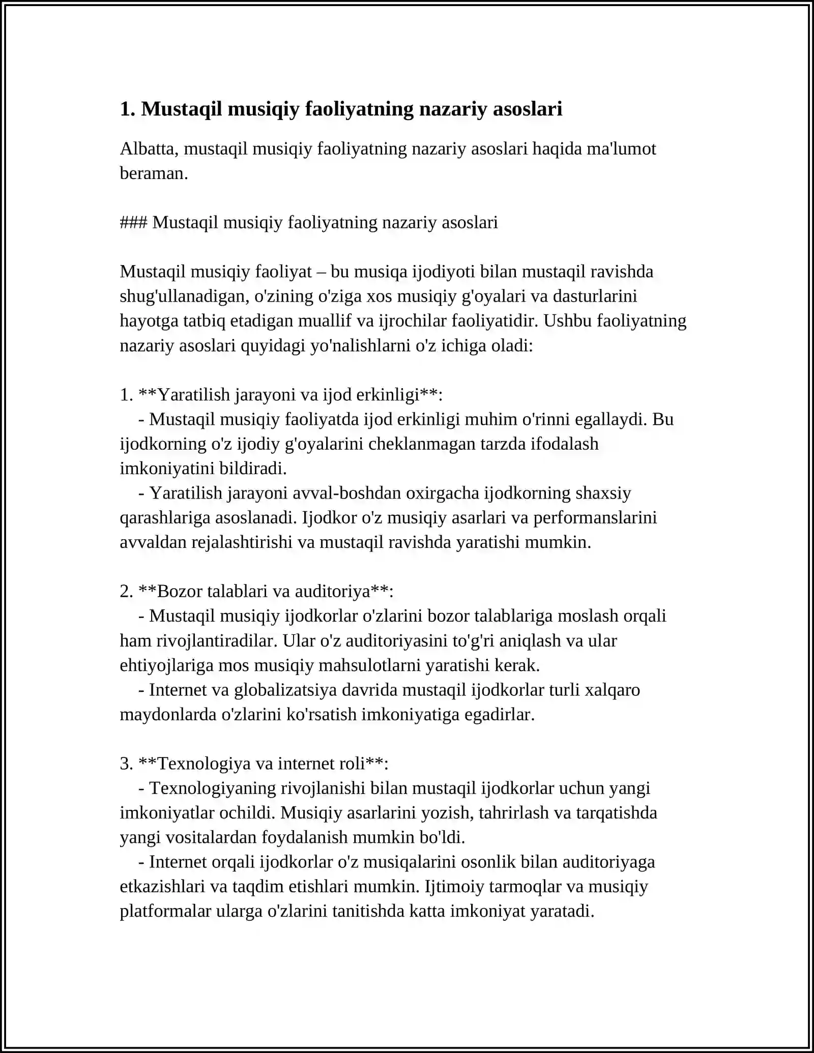 BOLALARNING MUSTAQIL MUSIQIY FAOLIYATI MAZMUNI VA UNGA RAHBARLIK QILISH 3
