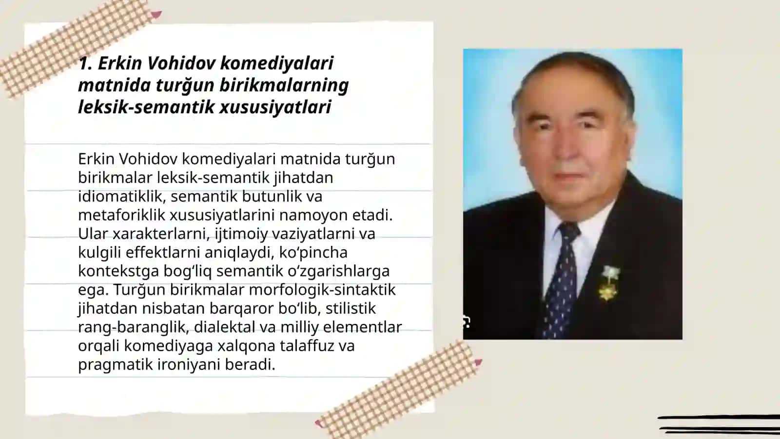 Erkin Vohidov komediyalari matnida turğun birikmalar 3