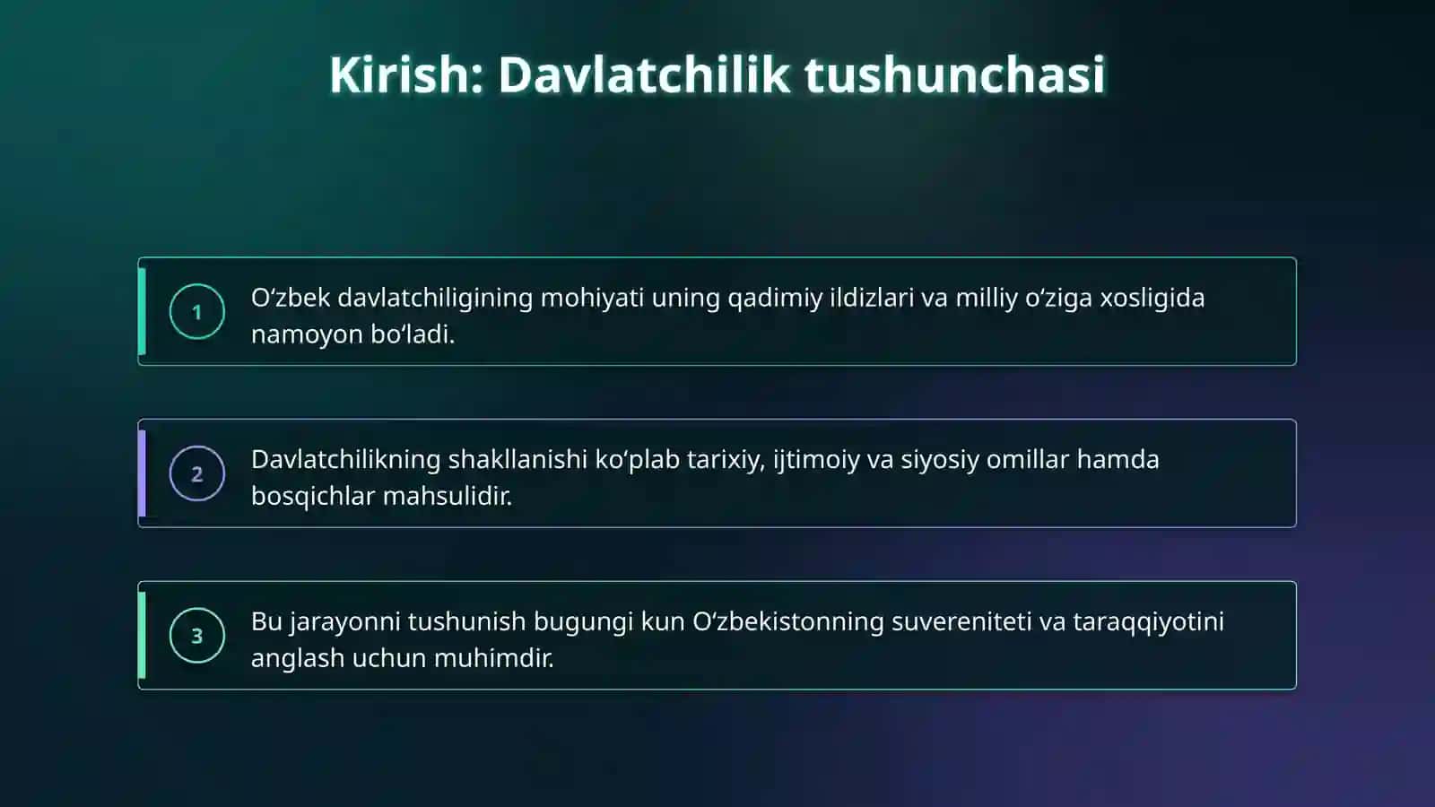 Davlatchilik. Oʻzbekiston davlatchiligining tatixiy asoslari 3