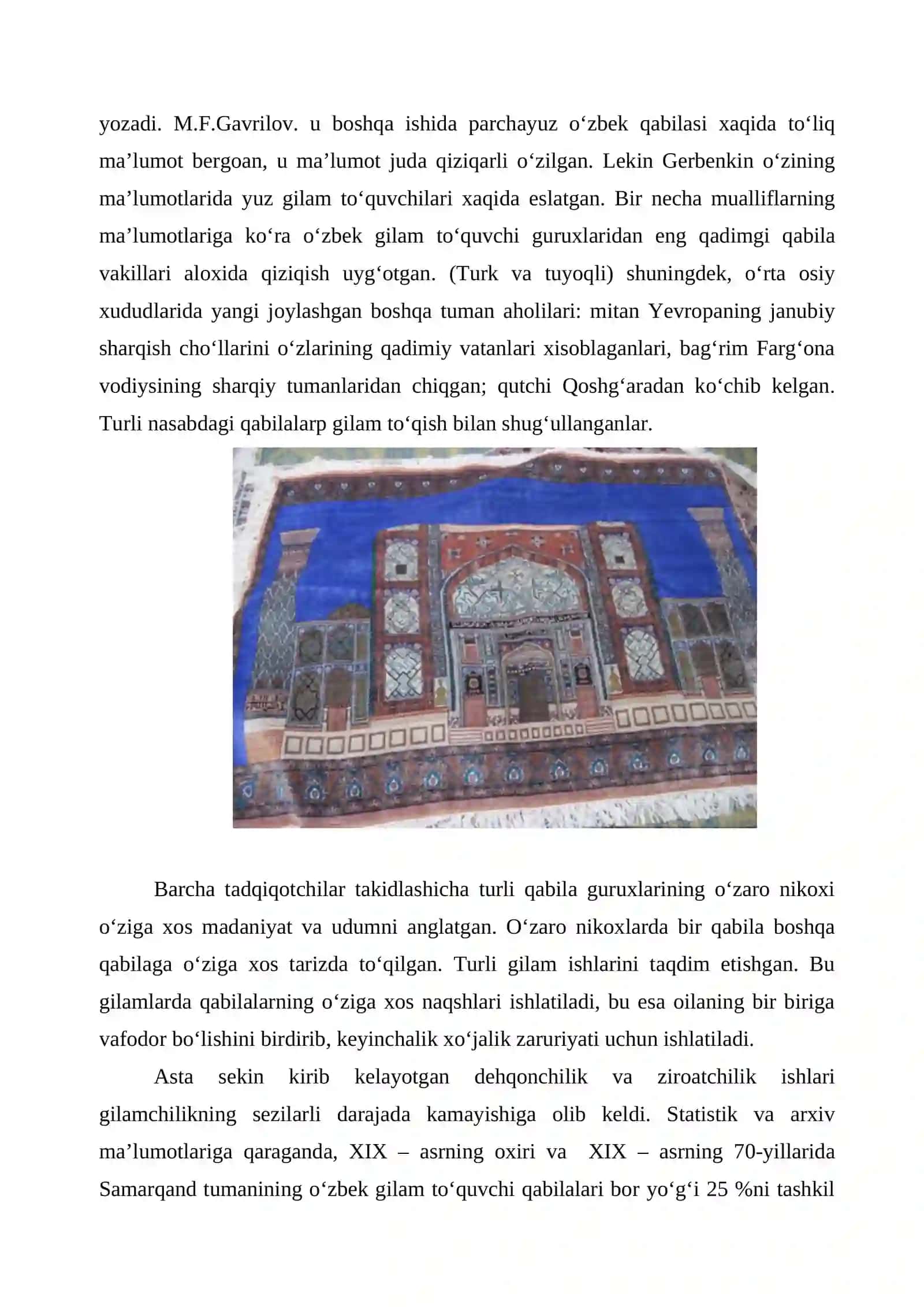 Gilam to’qish san’atining rivojlanishi 3