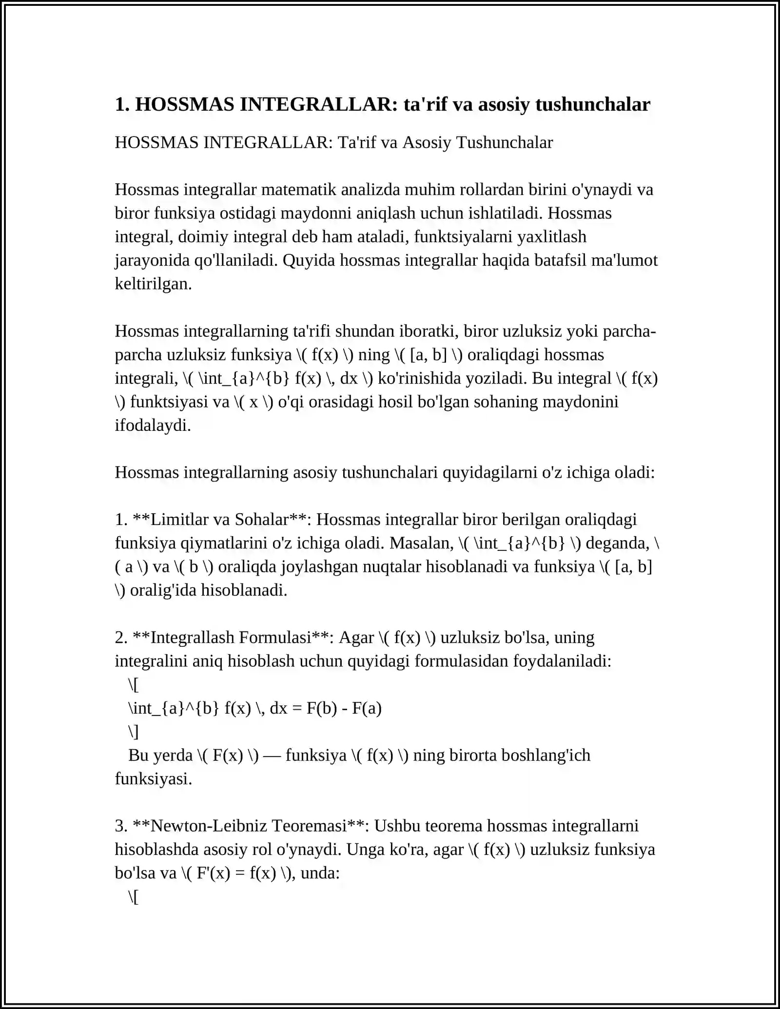 HOSSMAS INTEGRALLAR 3
