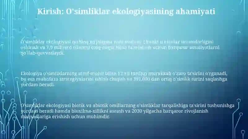 Oʻsimlik ekologiyasi: Muhit omillariga moslanish va òt oʻsimliklar tasnifi 3