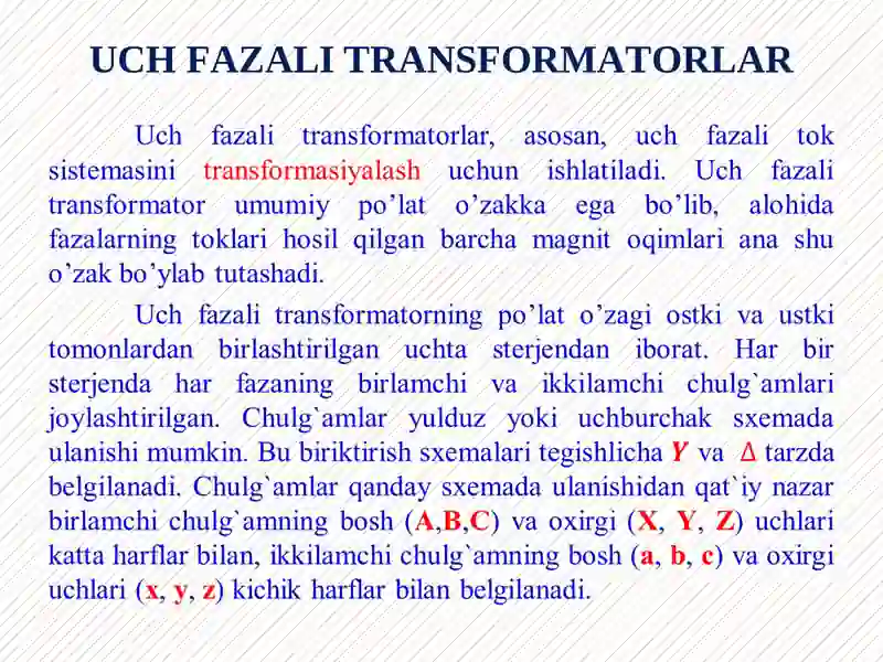 UCH FАZАLI TRАNSFОRMАTОRLАR 3