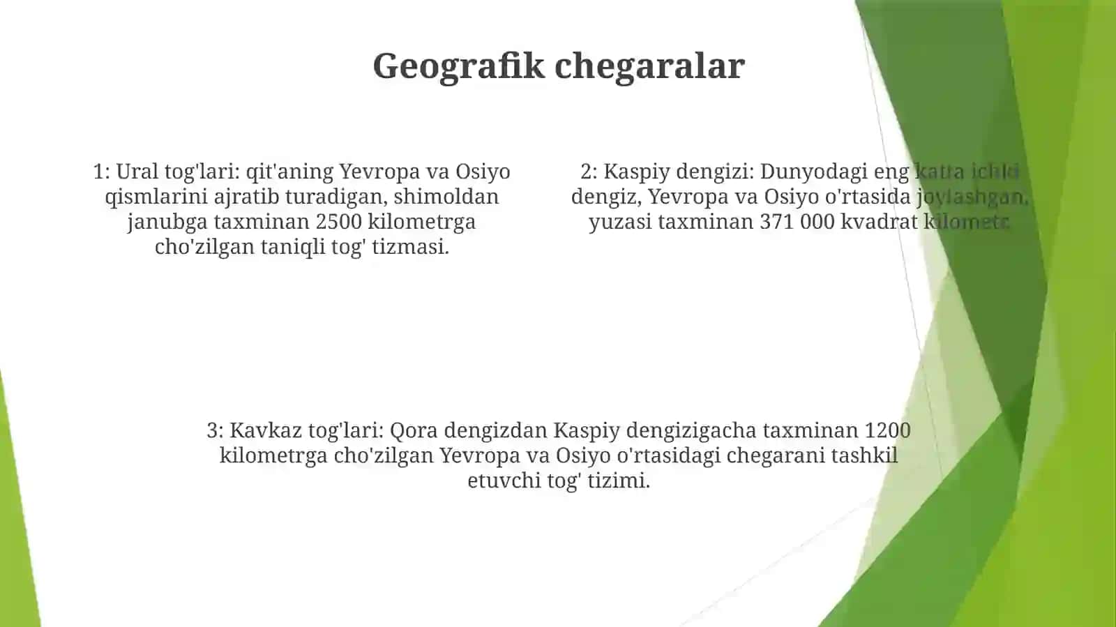 Yevroosiyo materigining ixtiyoriy tabiiy geografik rayoni tavsifi 3