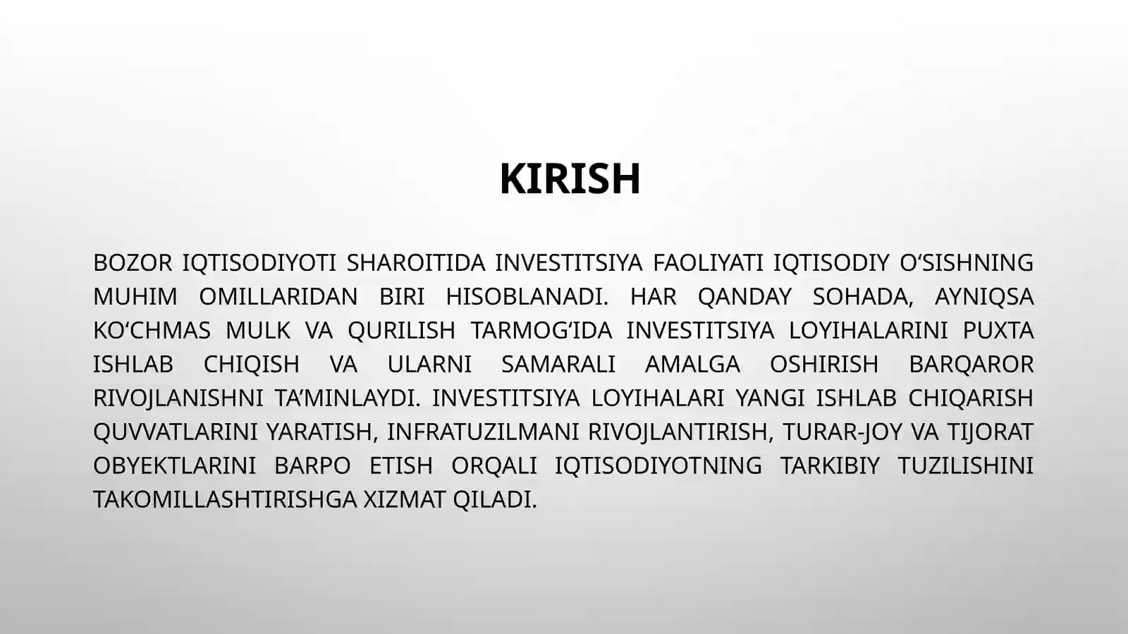 Investitsiya loyihalarini ishlab chiqish metodologiyasi va asosiy bosqichlari 3