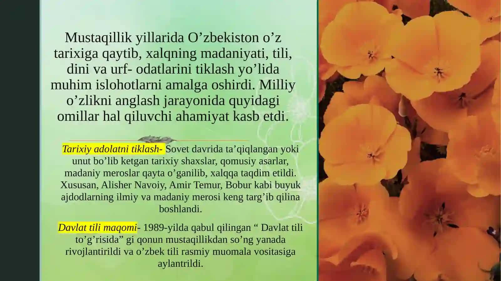 Mustaqillik yillarida etnomadaniy qadriyatlarimizning tiklanishi. 3