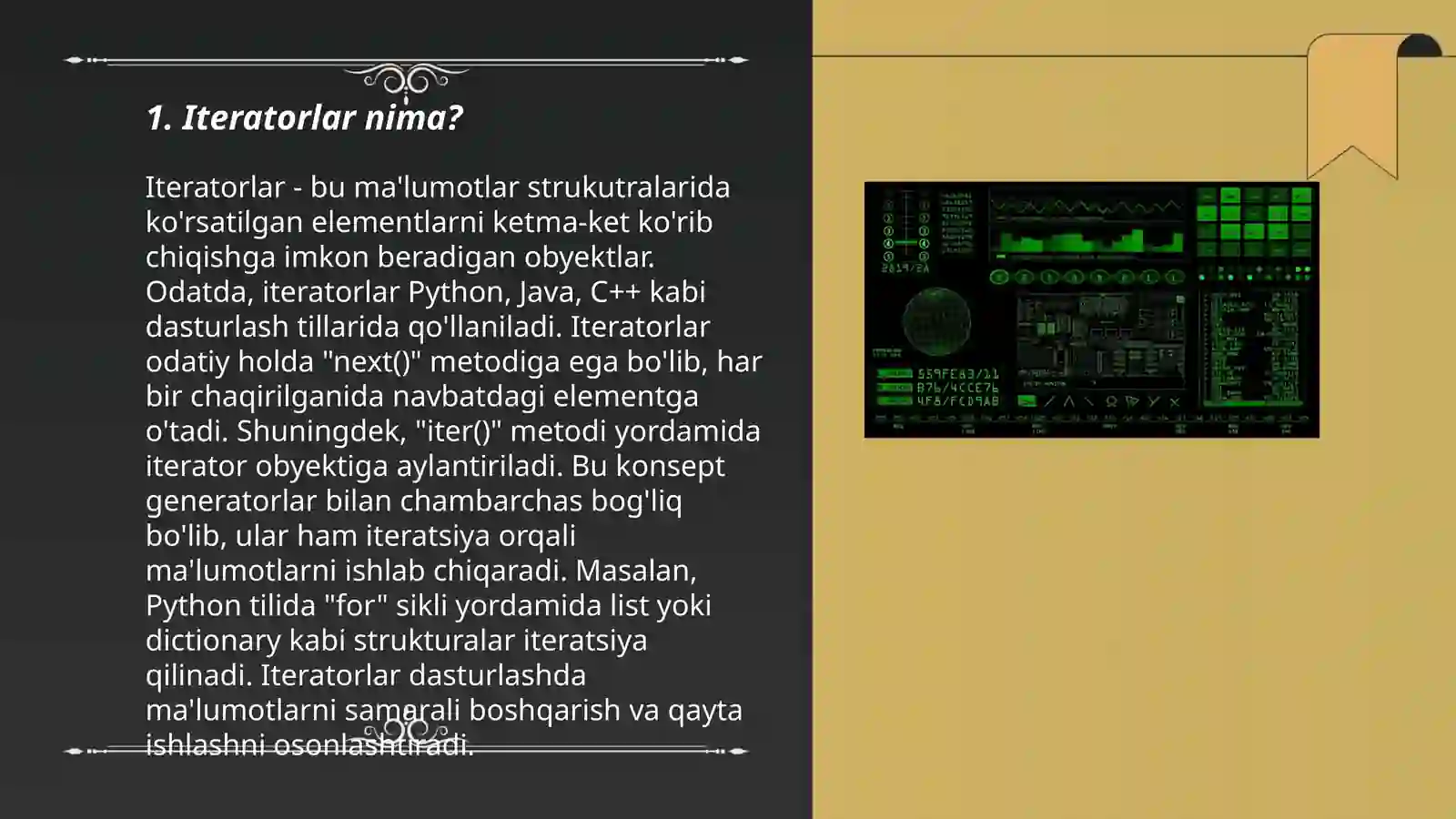 Iteratorlar va funksional obʼektlar 3