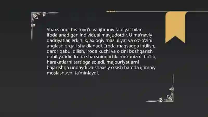 Shaxs va uning irodasi 3