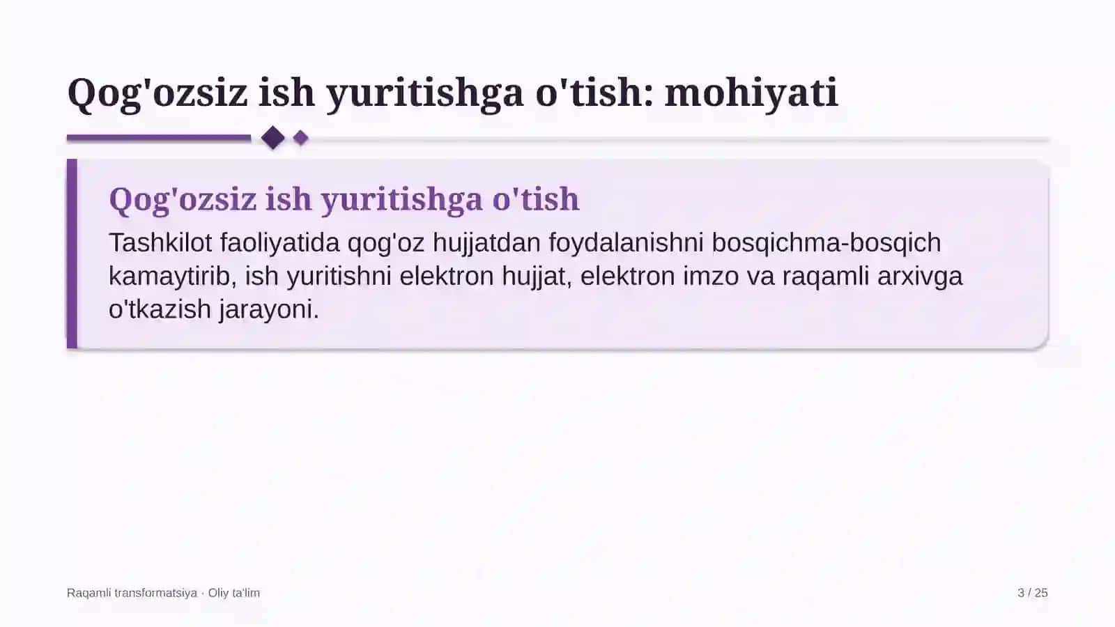 Raqamli TRANSFORMATSIYA · OLIY TA'LIM 3