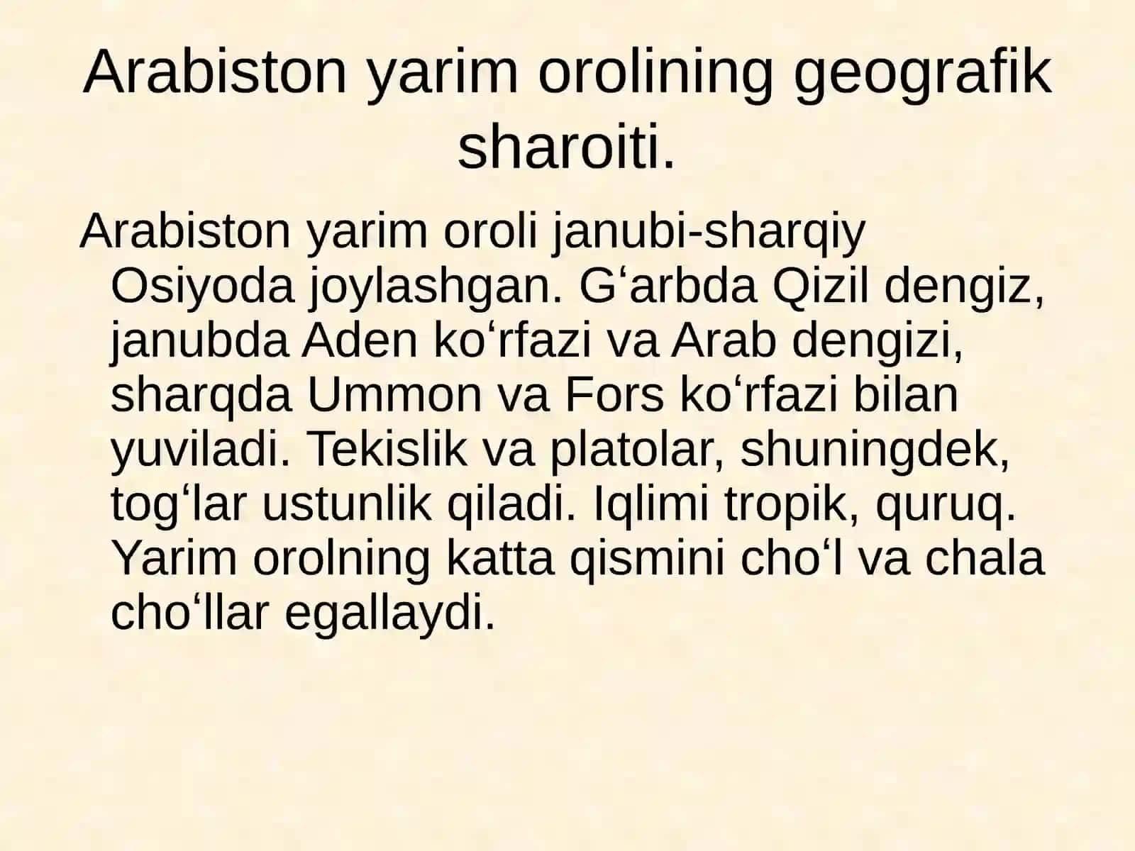 Arabiston yarim oroli geografiyasi 3