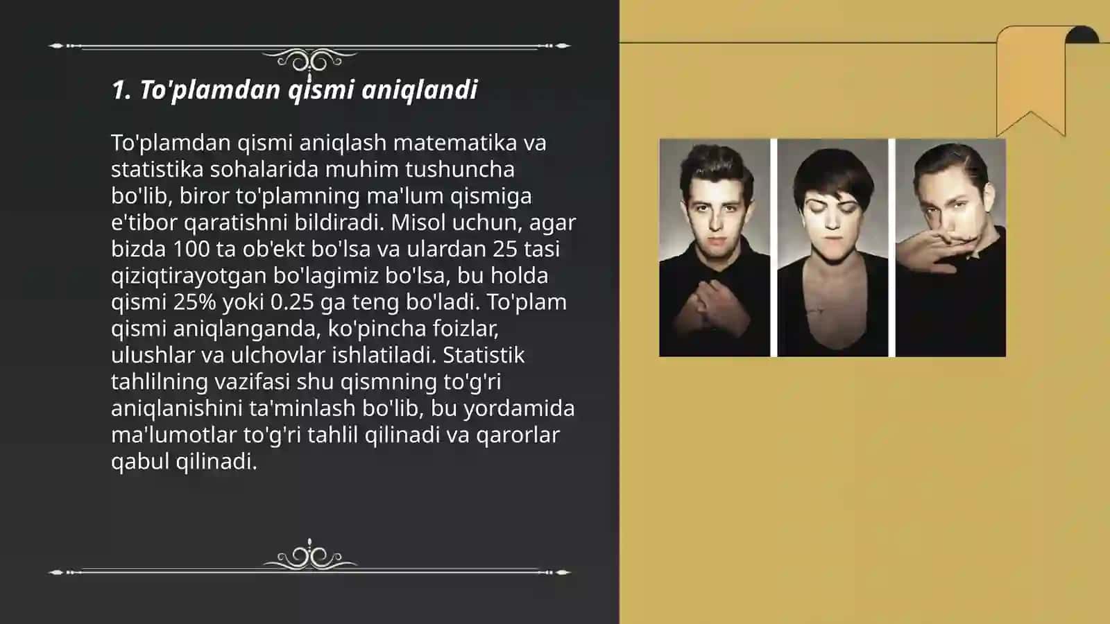 Miqdorlarning qismini topishga doir misollar 3
