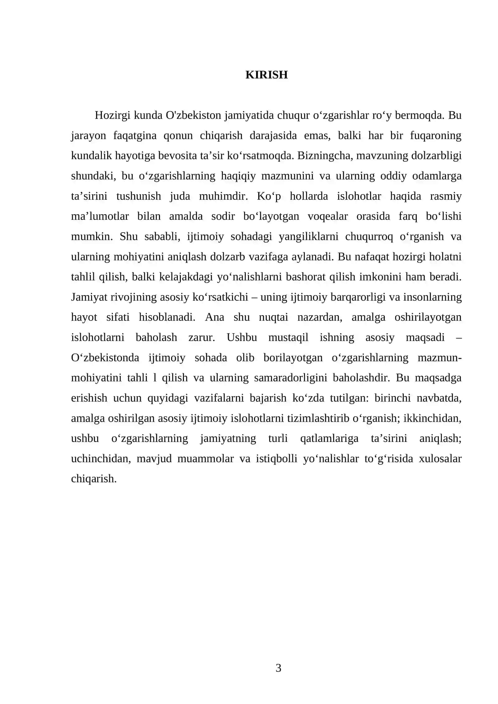 O'zbekistonda ijtimoiy sohada amalga oshirilayotgan o'zgarishlar mazmun va mohiyati 3
