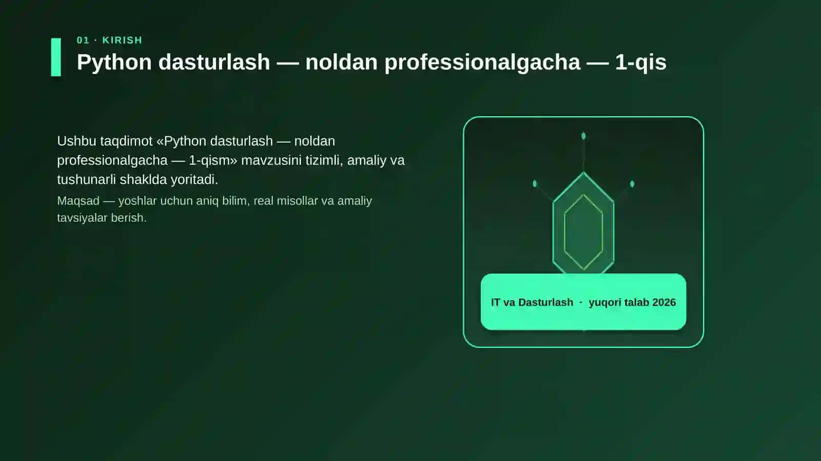 Python dasturlash — noldan professionalgacha — 1-qism 3
