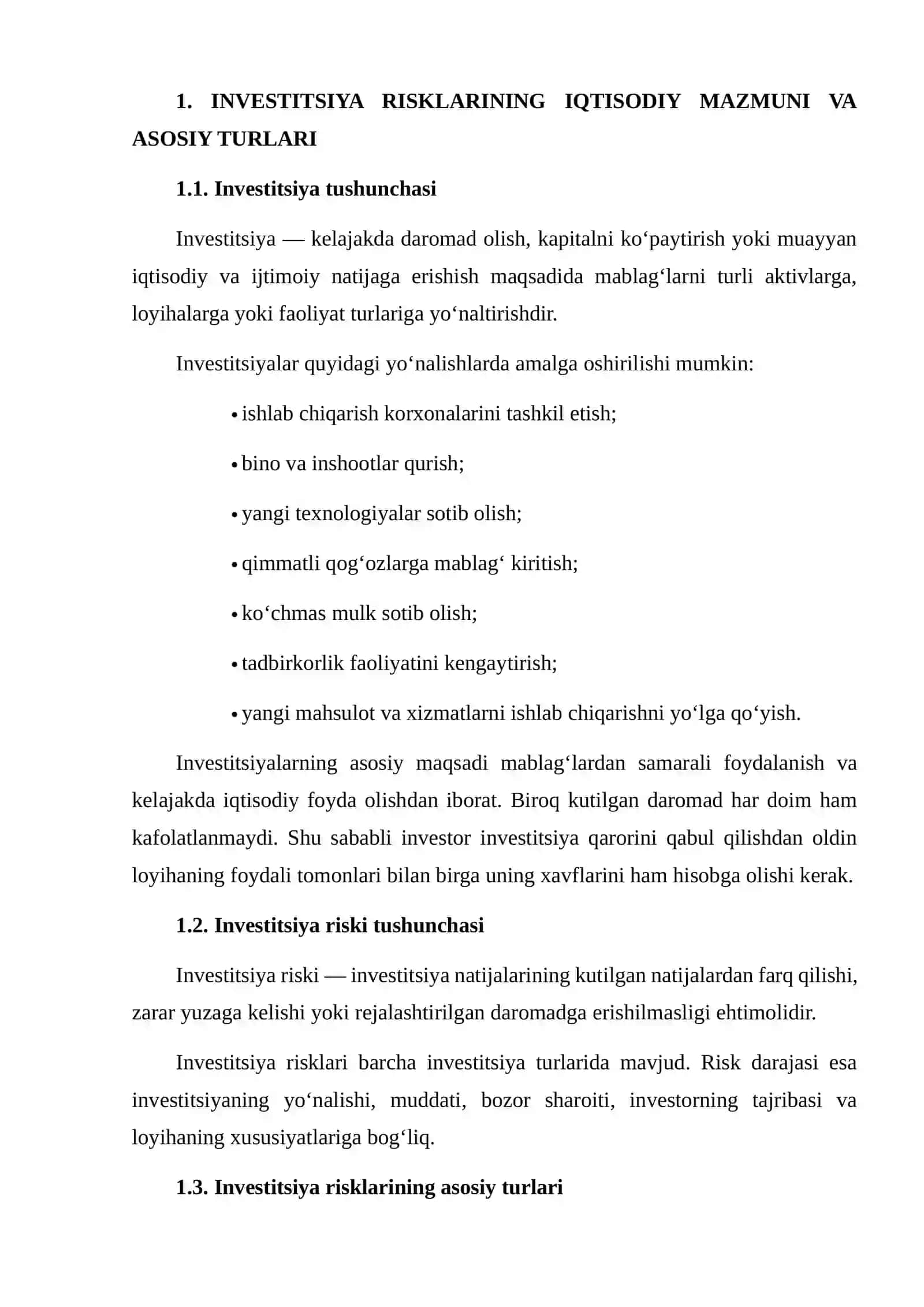 INVESTITSIYA RISKLARINI KAMAYTIRISH USULLARI: KEYS TAHLIL 3