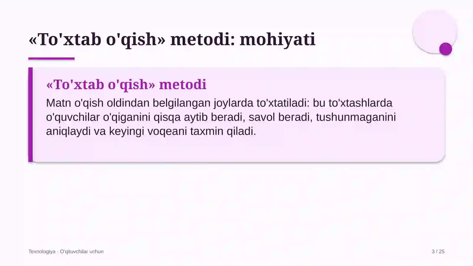texnologiya darslarida to'xtab o'qish metodidan foydalanish 2566 3