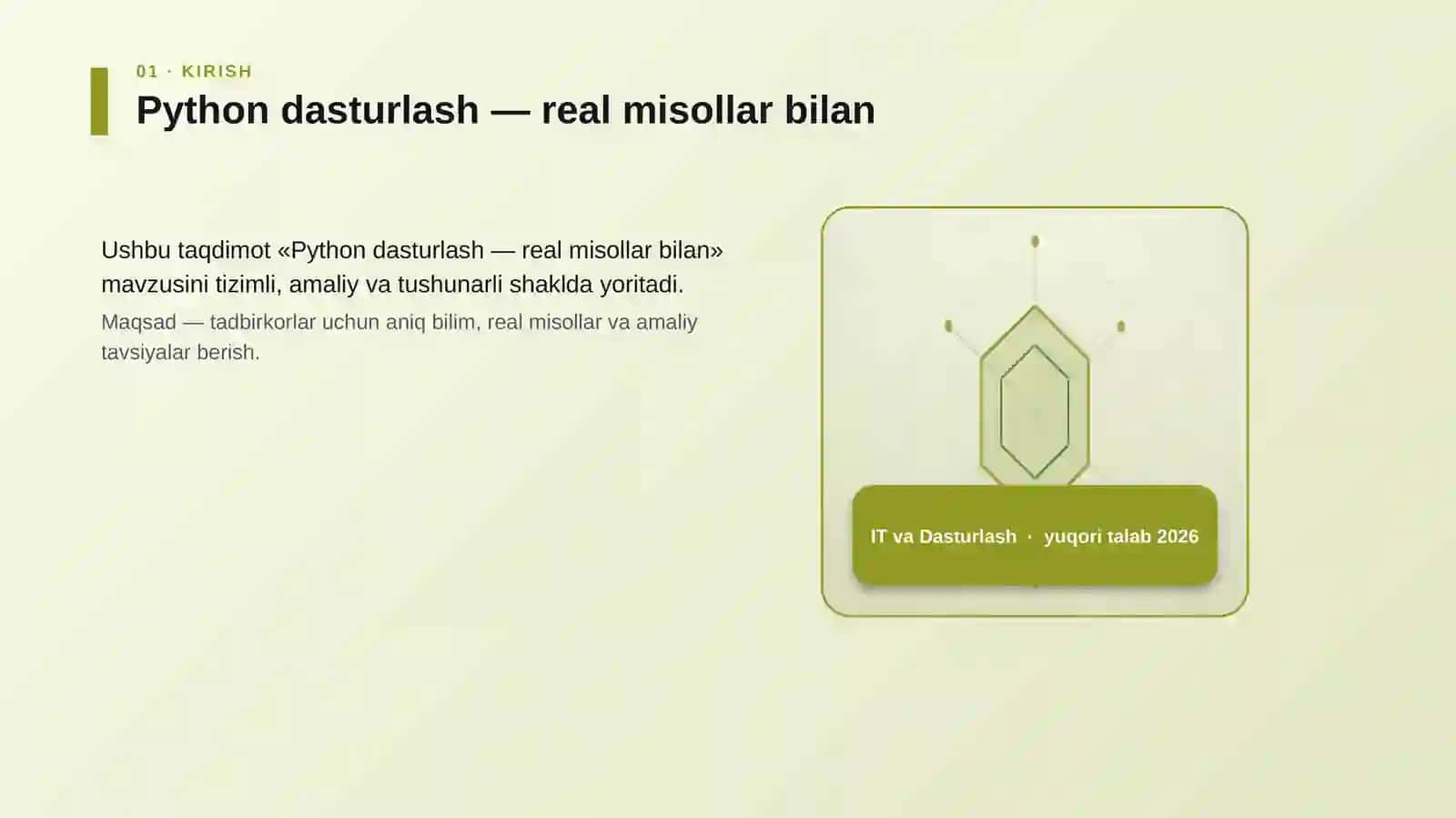 Python dasturlash — real misollar bilan 3