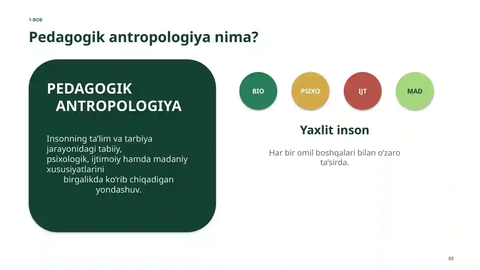 Pedagogik antropologiya - shaxs va jamiyat integratsiyasi omili sifatida 3
