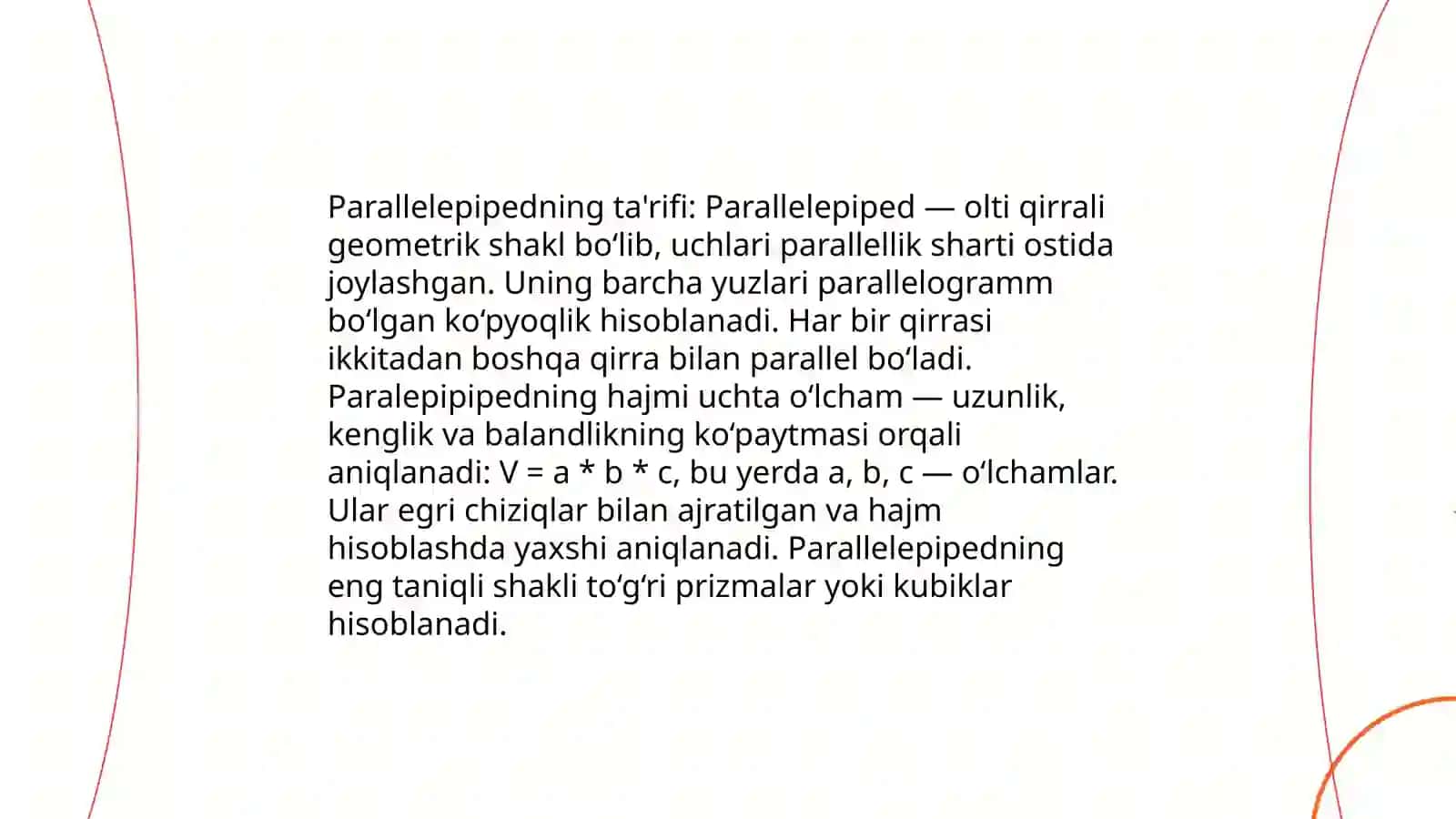 Parallelepiped va kup hossalari 3