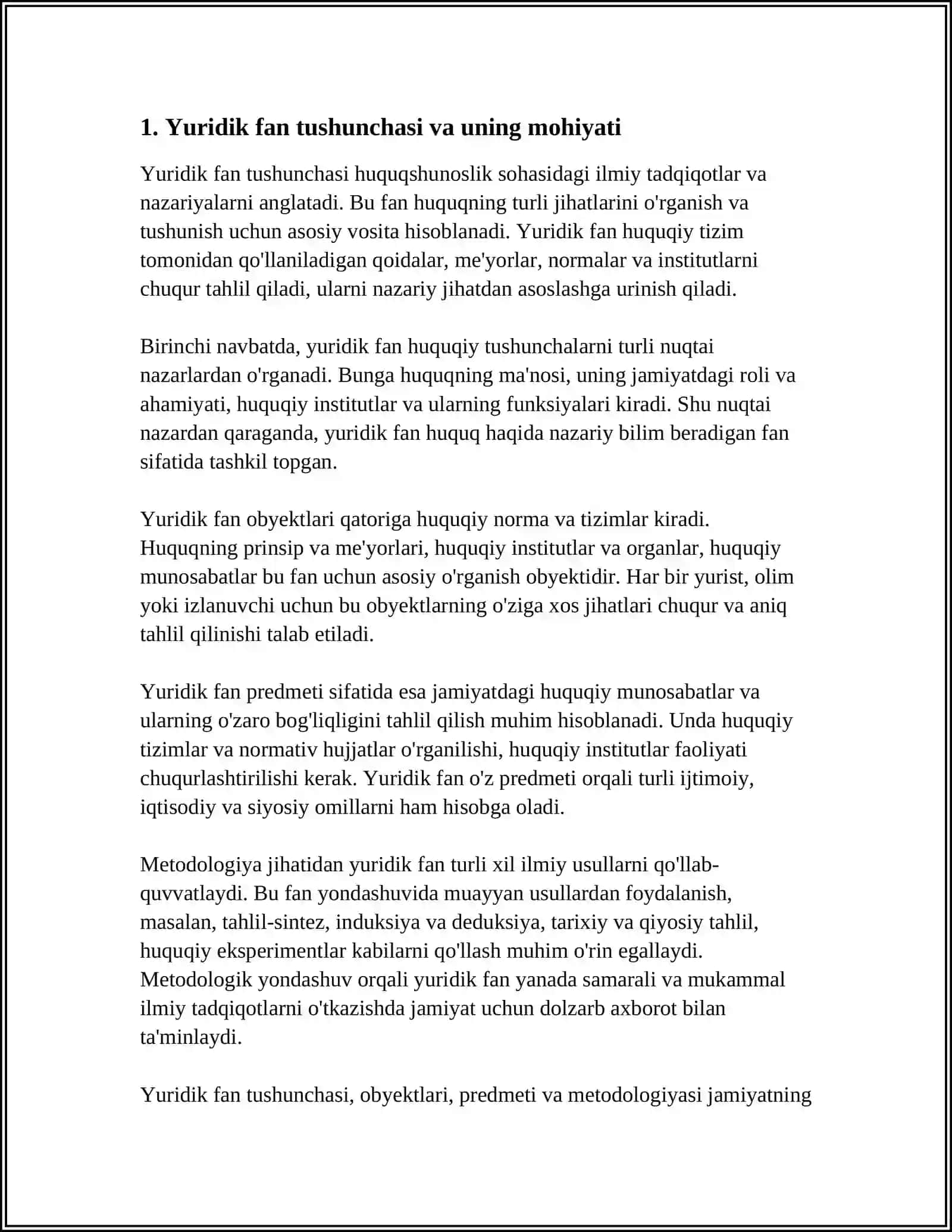 YURIDIK FAN TUSHINCHASI, OBYEKTI, PREDMETI VA METODOLOGIYASI 3