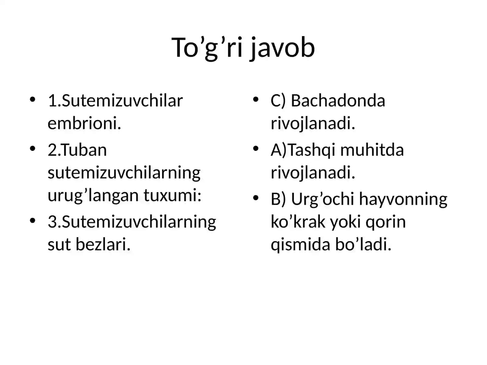 Sutemizuvchilarning xilma-xilligi: tuxumqo’yuvchilar, xaltalilar yo’ldoshlilar 3