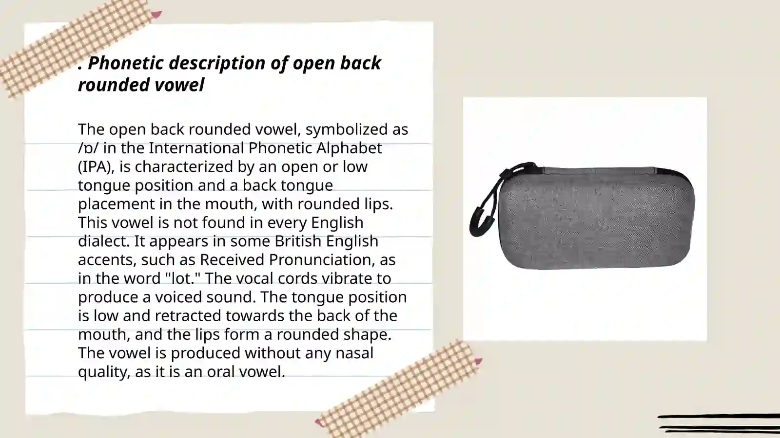 Open bag rounded vowel 3