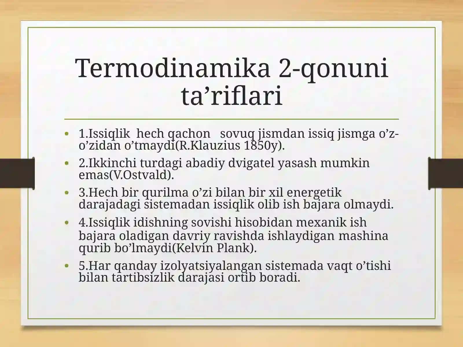 Qaytar jarayonlar uchun Termodinamika 2-qonuni 3