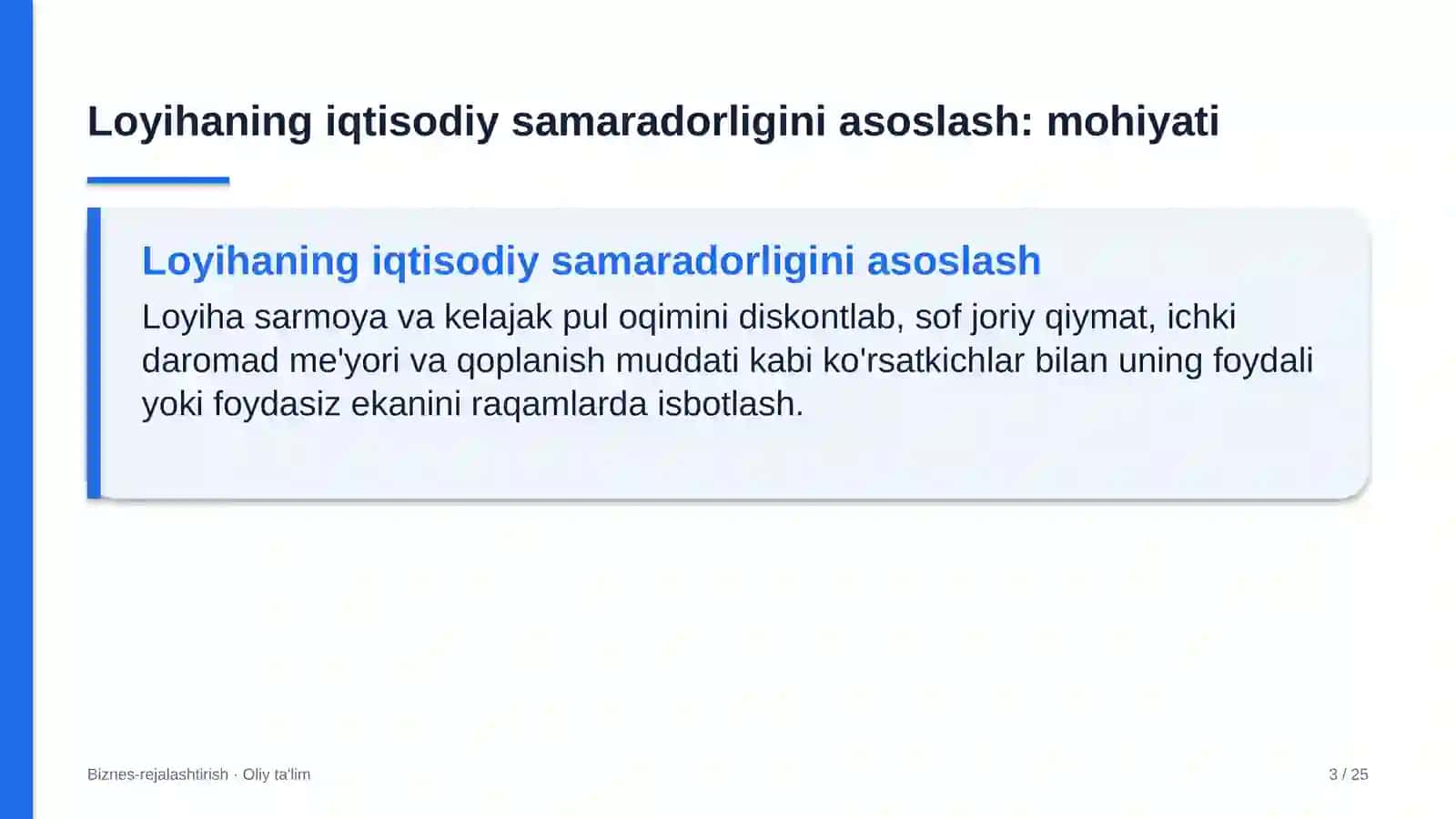 gidrotexnika qurilishida loyihaning iqtisodiy samaradorligini asoslash 4210 3