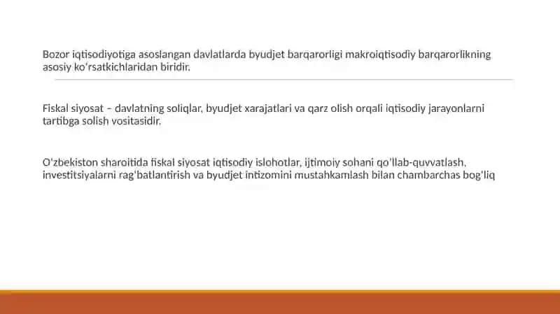 Davlat byudjeti barqarorligini ta'minlashda fiskal siyosatning ustuvor yo'nalishlari 3