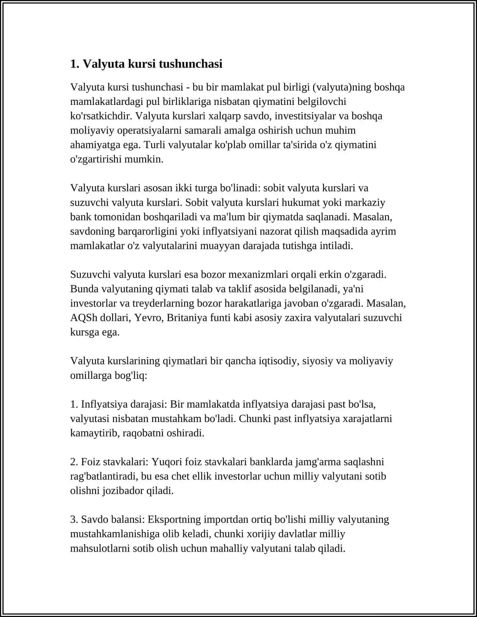 VALYUTA KURSI VA UNING IQTISODIY MOHIYATI 3