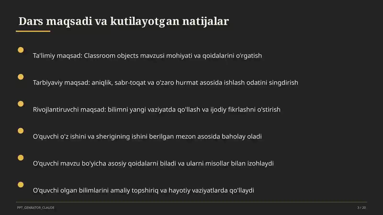 Classroom objects (2-sinf) 2