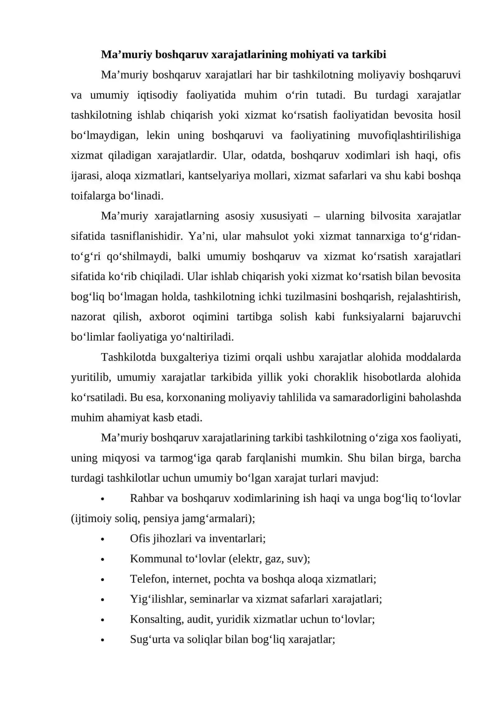 MAʼMURIY BOSHQARUV XARAJATLARINI HISOBGA OLISH 3