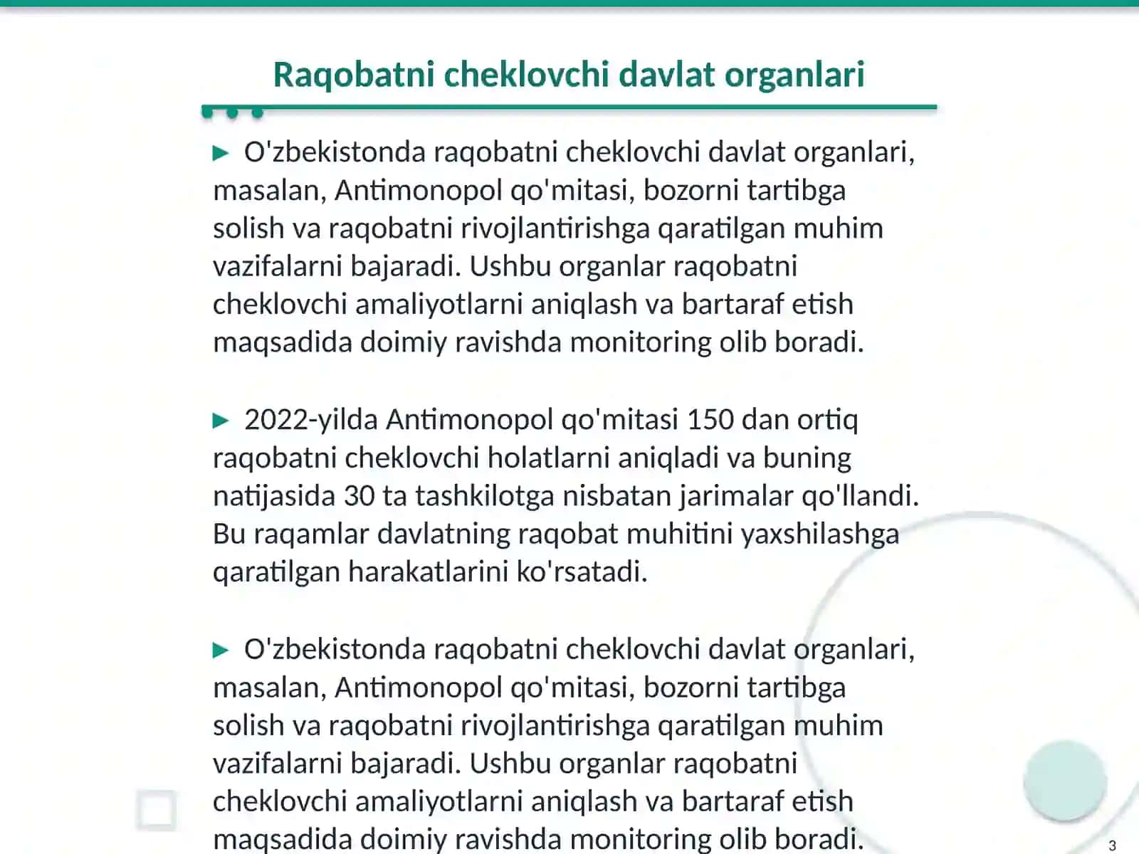 Raqobatni cheklovchi davlat organlari 3