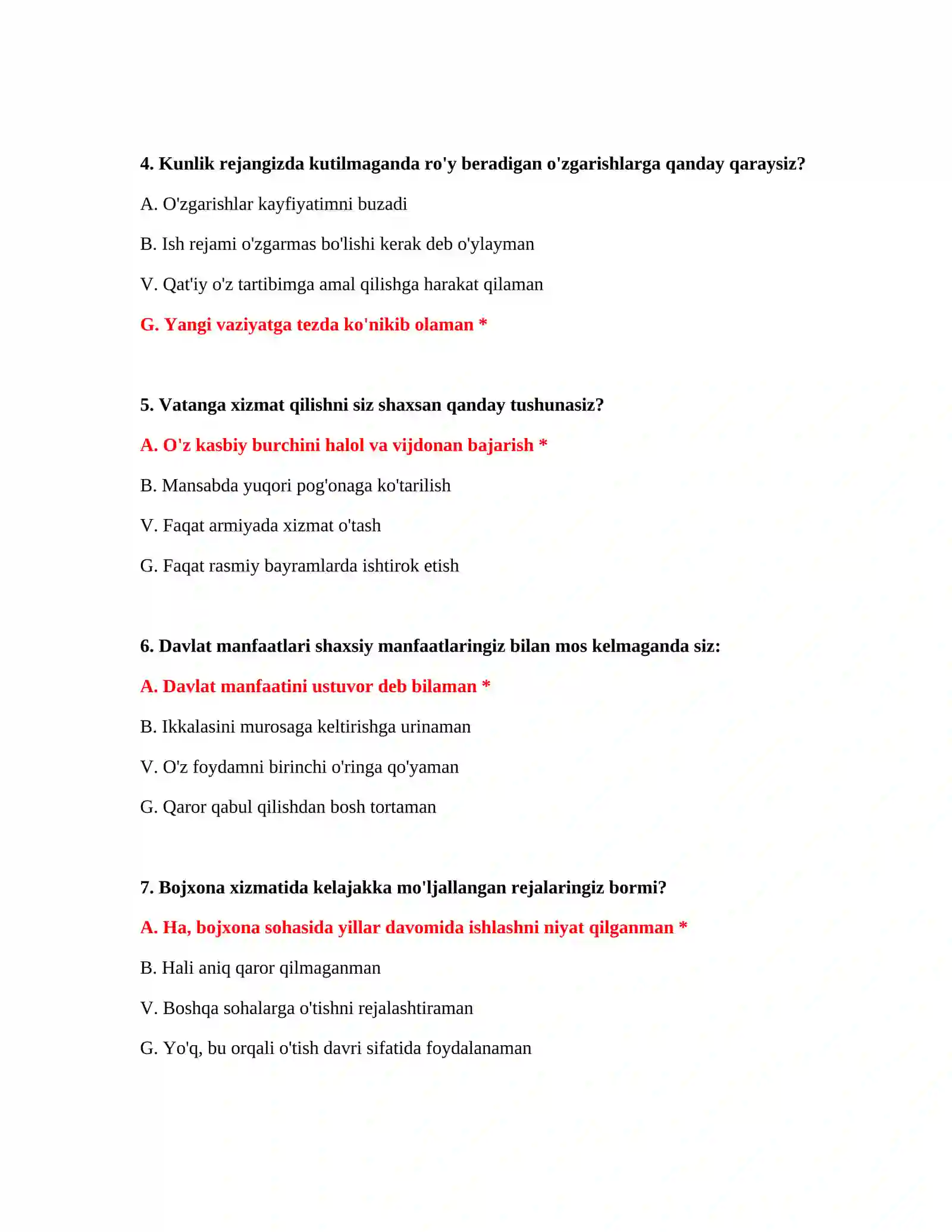 Bojxona imtihoniga tayyor test savollari 3